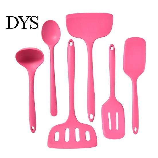 Ergonomic Cooking Spoons Pink Kitchen Utensil, Food Grade Silicone Tool, Non-stick Heat Resistant Baking Spatulas Cookware, Handle Kitchenware