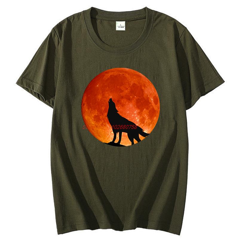 Wolf Moon Funny Shirts Graphic Tee Fashion For Unisex Tops Tshirt New Arrival Goods High Quality Short Sleeve Tee Cotton Tshirt