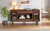 140×35×71cm MDF, Side Cabinet, Living Room Sideboard with 4 Drawers & 2 Slatted Doors, 5 Solid Wood Legs, up to 70kg Load Capacity, Walnut Colour