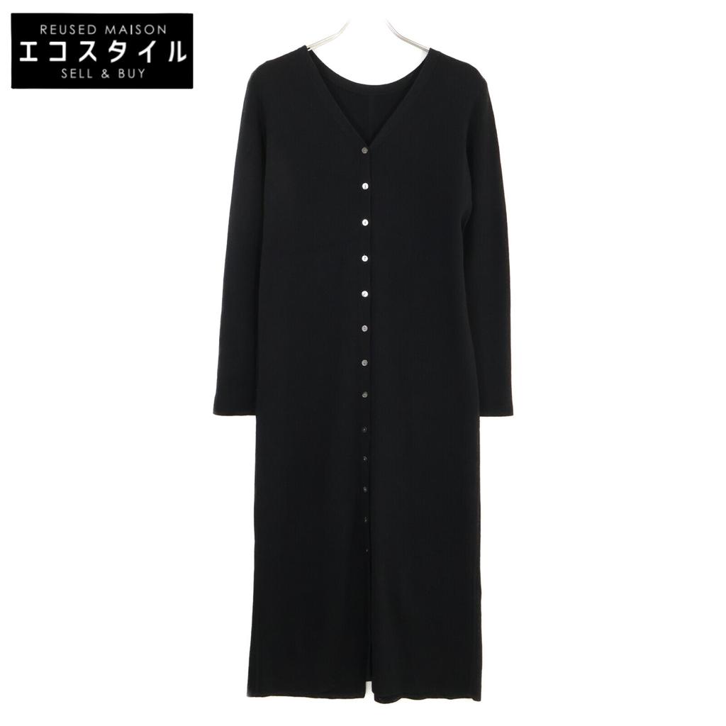 1er Arrondissement B1084AKA408 Back Slit Knit Long Tops 38 blackUsed