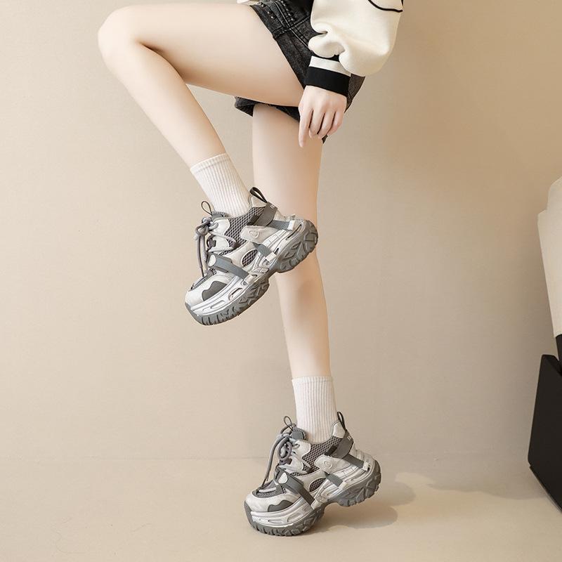 Retro Dad Shoes 2025 Spring New Shorty Music Sports and Leisure Trendy Shoes Thick Sole Inner Height Increase High Heels Women's Shoes