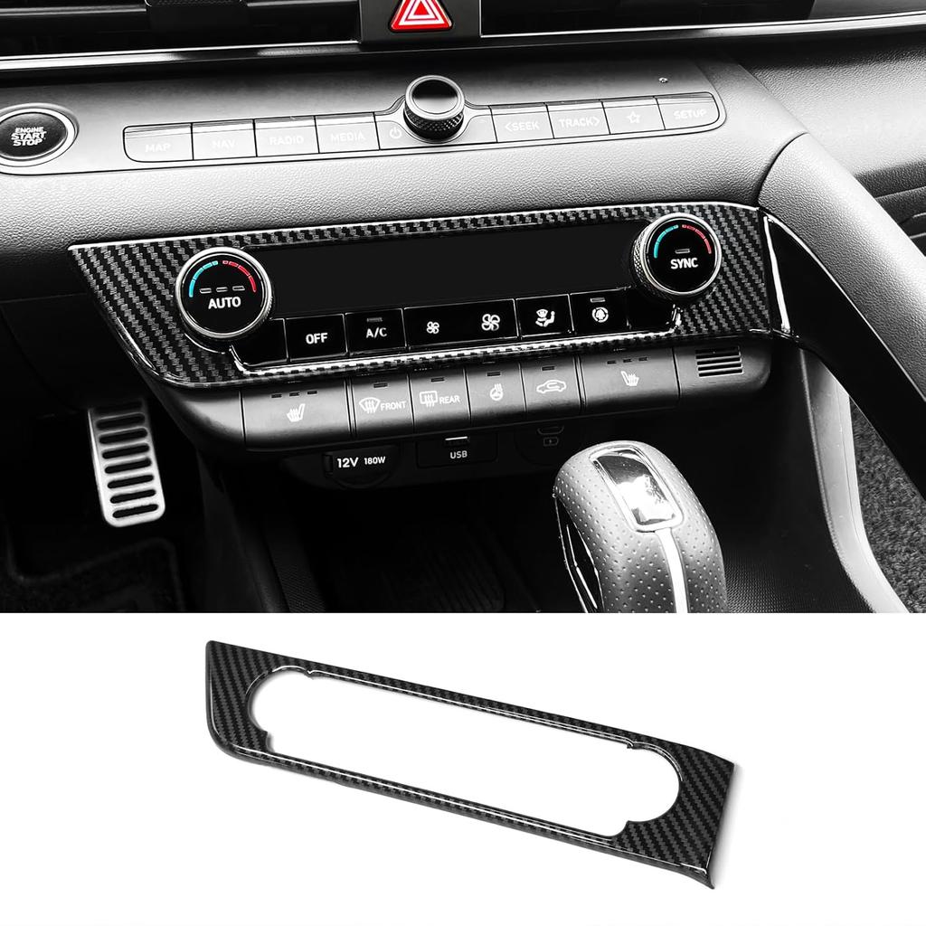 Carbon Fiber Style Center Console Air Conditioning Switch Button Panel Cover Trim Compatible with Hyundai Elantra N Elantra N Line CN7 2021-2025