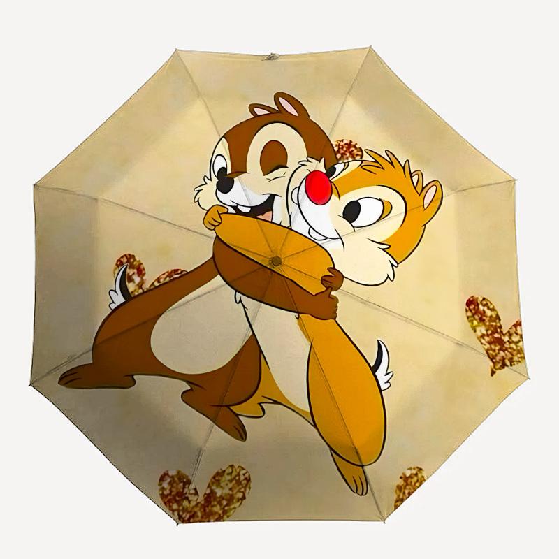 Chips and Dale, Love Themed Automatic Opening and Closing Umbrella, Brightly Colored 8-rib Portable Umbrella, Suitable for Men and Women, A Perfect Gi
