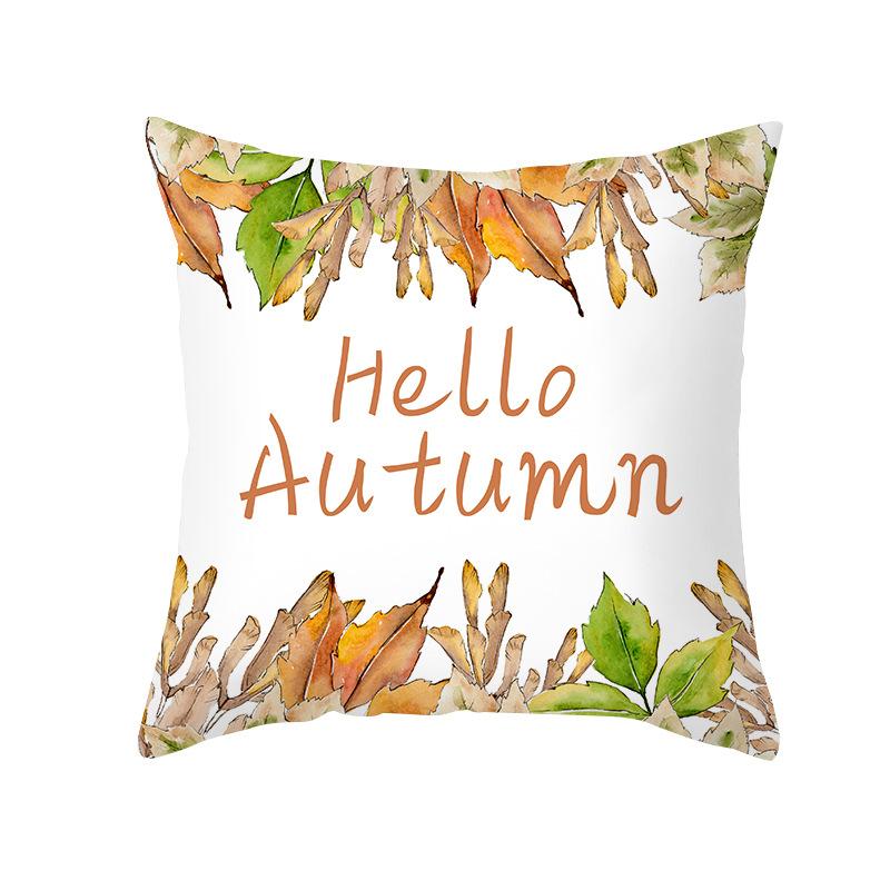 New Autumn Thanksgiving Pillow Cover Peach Skin Polyester Printed Pumpkin Harvest Pillow Home Pillow Cover
