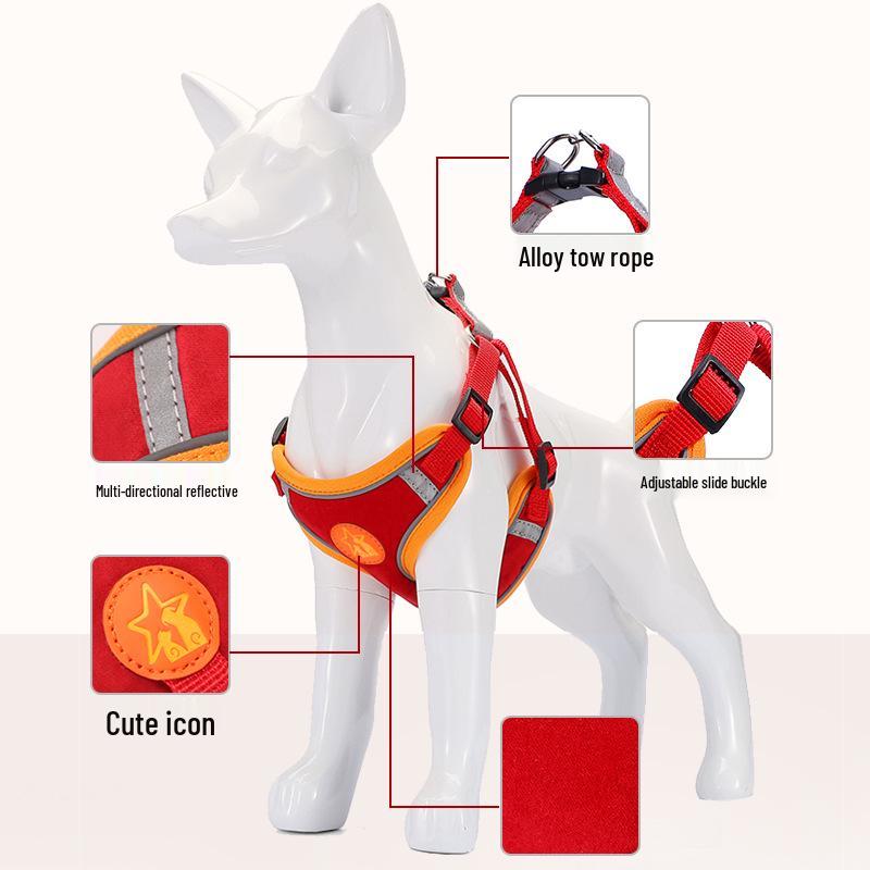 Reflective Breathable Suede Dog Harness and Leash Set for Small Dogs