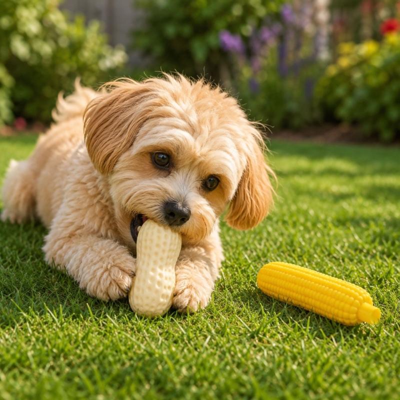Pet Chew Set with Corn and Peanut Design, Dog Indoor Routine Toy for Daily Relief and Easy Carry Use Indoors