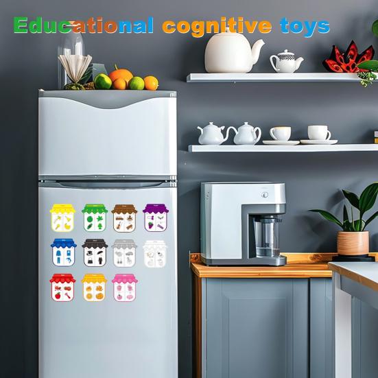 1 Set Colorful Jar Fridge Magnet Food Fruit Animal Clothes Jewelry Recognition