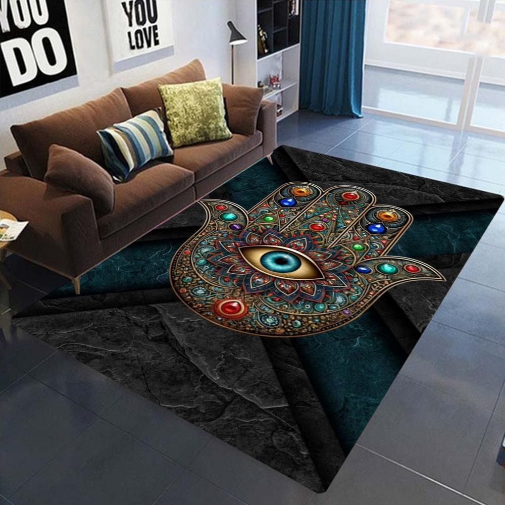 The Hand of Fatima Printed Area Rugs Non-Slip Carpet Hand Washable Polyester Carpet for Living Room Bedroom Decor Floor Mat