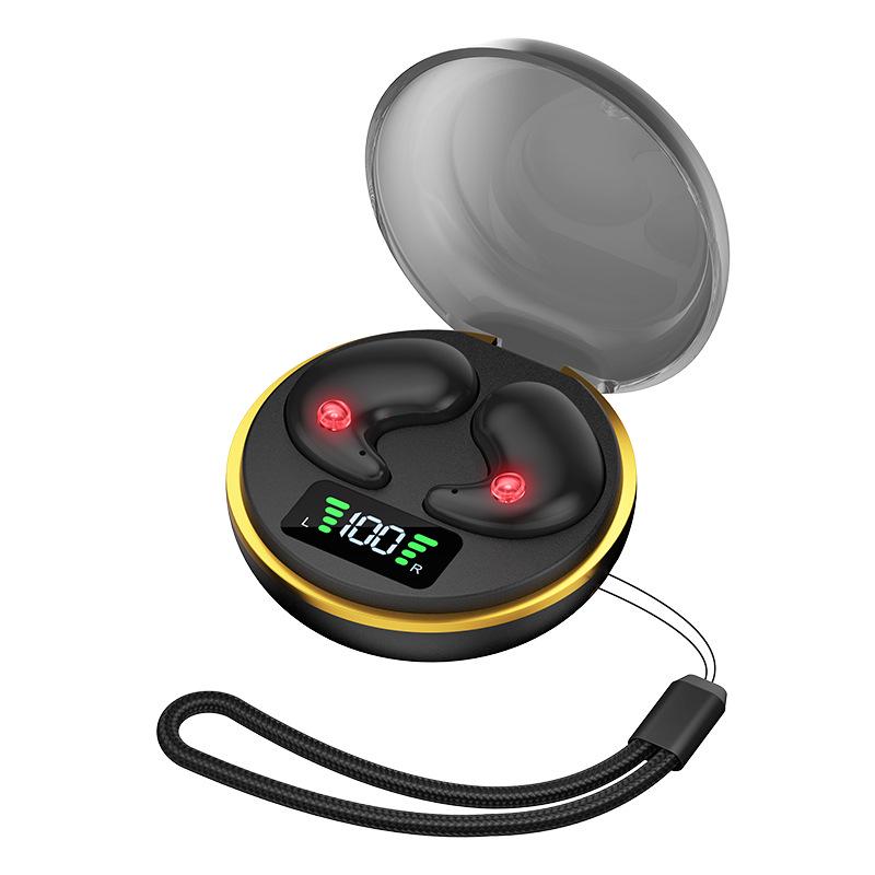 BY8 Bluetooth Sleep Earbuds - Non-In-Ear, Double Ear, Mini Invisible Design with Charging Case & Digital Display - Casual Stereo Sound.
