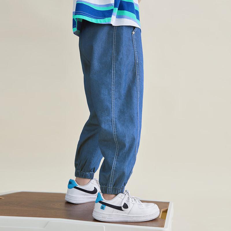 

Летние джинсовые длинные брюки для мальчиков с репеллентом от комаров и логотипом на манжете 120