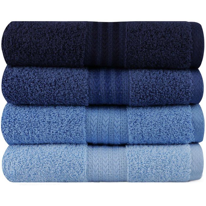 Ensemble de 4 serviettes a main - 50 x 90 cm - Bleu