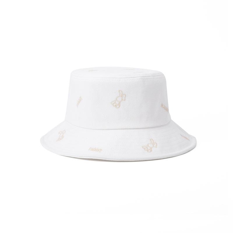 

Hat Versatile Style Sweet Rabbit Embroidery Womens Sunshade Hatscaps Fisherman білий