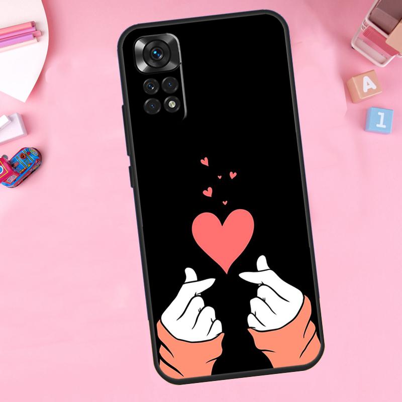 Kpop Hand Finger Heart Phone Case For Xiaomi Redmi Note 11 10 9 8 12 Pro Turbo 9S 10S 11S 12S 9A 9C 10C 12C Cover