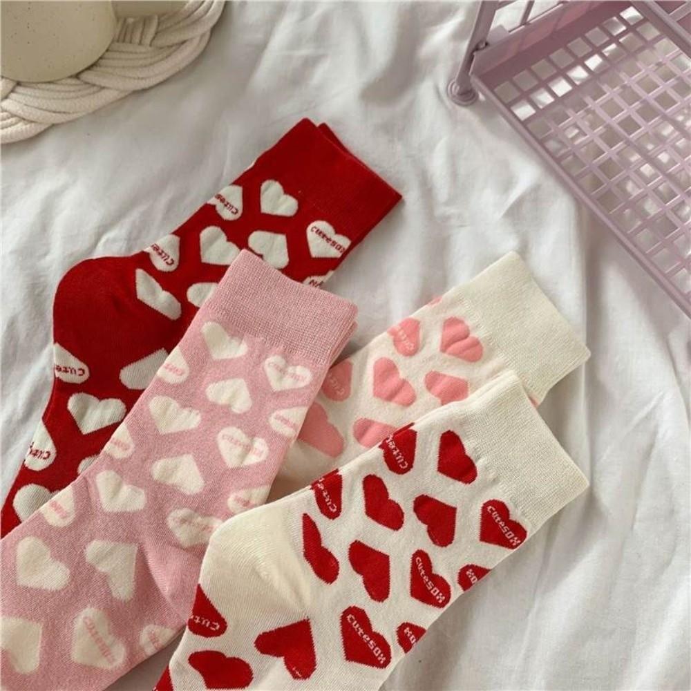 Valentine's Day Love Mid-Tube Socks Sweet Women Socks Casual Love Heart Socks  Gift