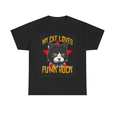 La Mia Gatta Ama il Punk Rock T-shirt Gatti Gattini Regalo Divertente Unisex Cotone Pesante