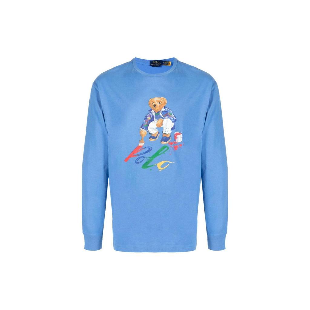 Polo Ralph Lauren SS24 Musterbedrucktes Rundhals Kurzarm T-Shirt Herren Oberteile Blau 710897346-003