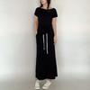 Modal Slash Neck short sleeve Tshirts and Long skirt Solid color Homewear 2pcs set Loose Casual dress sets Women's matching set