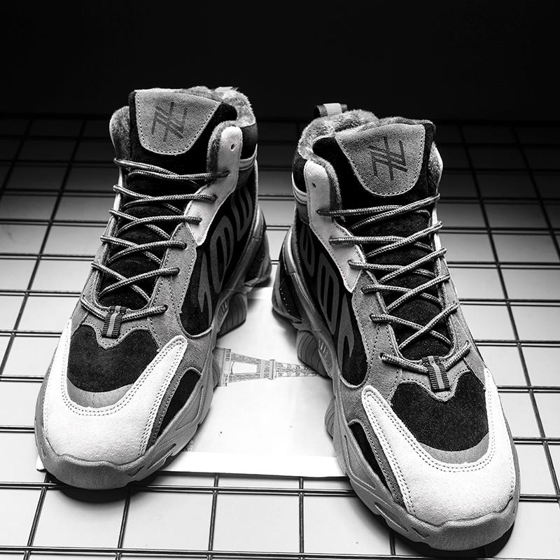 Buy Autumn and Winter New Hightop Men's Dad Shoes Plus Fleece Warm