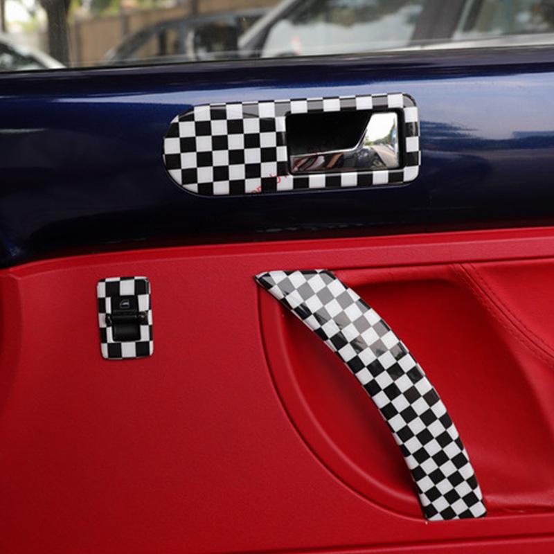 For volkswagen VW beetle 2003-2010 black carbon fiber Interior handle bowl protector switch ide trim cover 2005 2009 2006