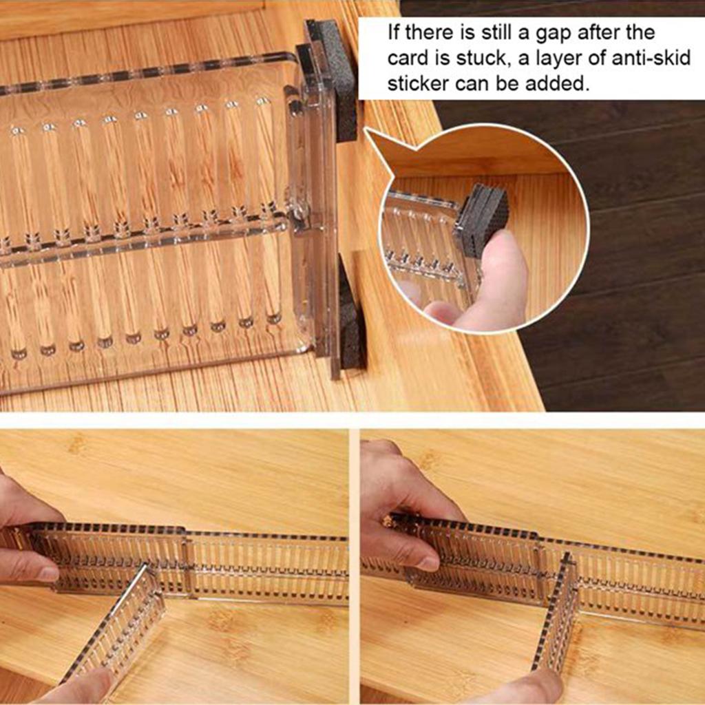 2-20Pcs Adjustable Drawer Dividers Organizer Transparent Expandable Drawer Separators Plastic Kitchen Dresser Storage Box