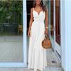 2026 Summer New European and American Women's Clothing Personalized Button V-neck Splicing Suspender Dress