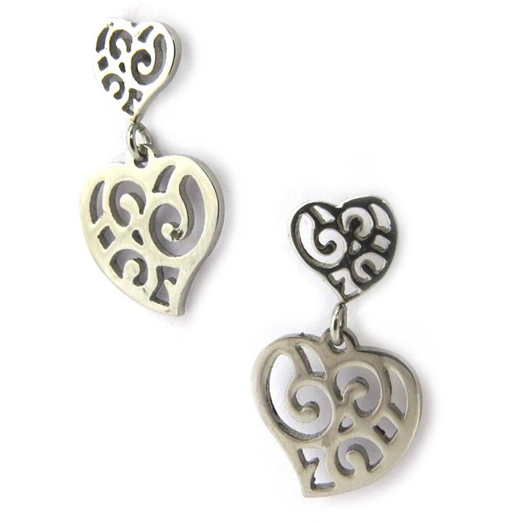 Les Trésors De Lily [M8811] - Silver 'Carmen' Steel Earrings (love) - 22x11 Mm