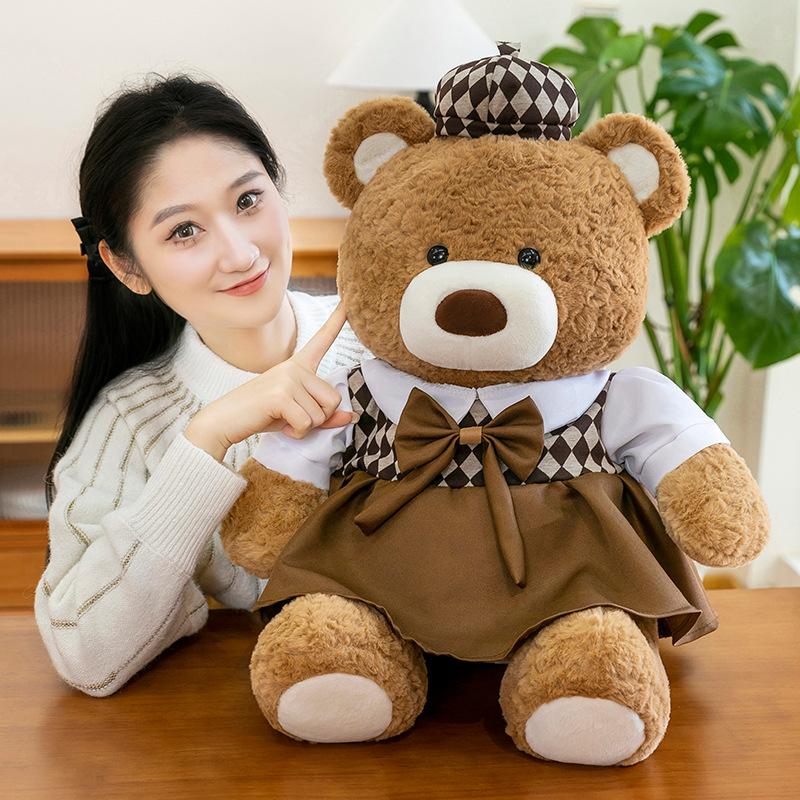 Paar Teddybär Puppe Plüsch College Wind Niedlicher Fliege Bär Stoffpuppe Schlafkissen Umarmbär