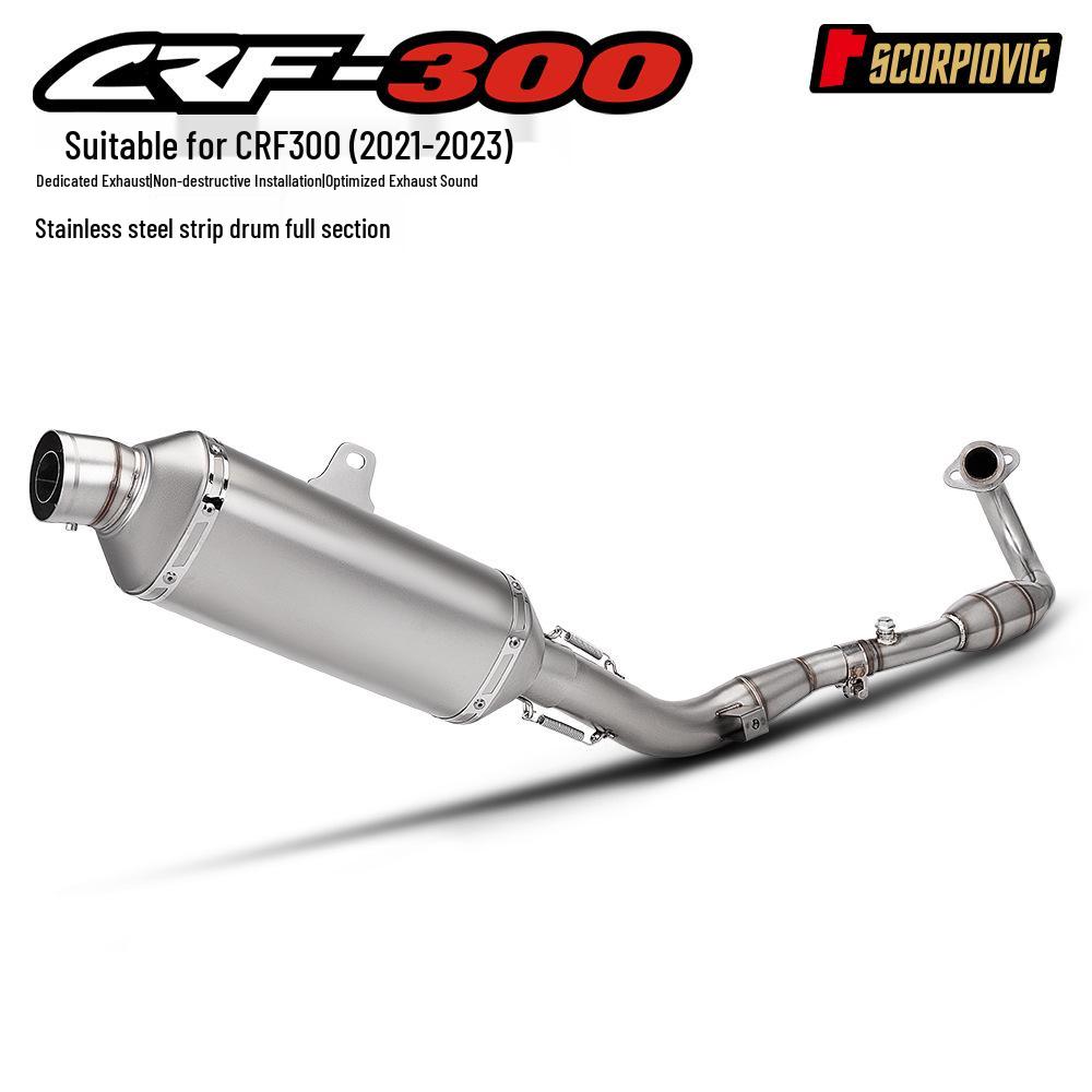 CRF300 Stainless Steel Exhaust System: Split Front & Rear Pipe Muffler Set