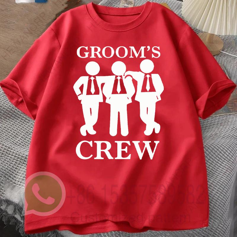Groom Crew Tshirt Mens Tracksuit Cotton Casual Sportswear Crew Neck Pullover Short Sleeve Tops Breathable Summer Streetwear