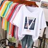 Oversized T Shirts 100% Cotton Plus Size T Shirt Summer Top Tees Printed Japanese O Neck L-5XL Short Sleeve Tshirt Women