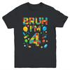 Kids 4 Year Old Building Blocks Bruh 4th Birthday Boy Shirt Kid Short Sleeve Tee