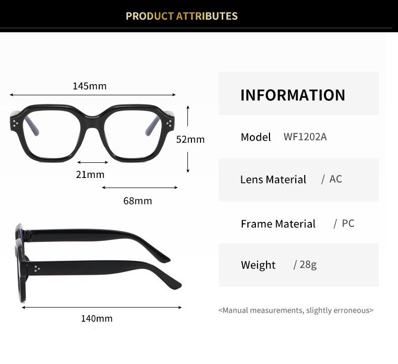 Fashion Retro Anti Blue Light Eyeglasses Frames Round Face Concave Shaped Eyeglass Fake Eye Glasses Frame