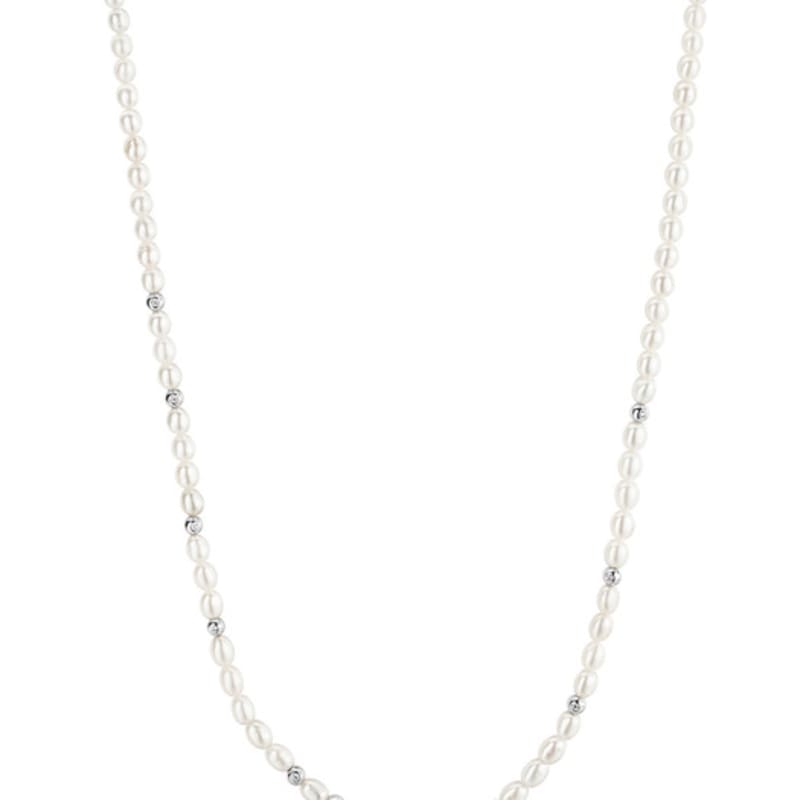 

ANIA HAIE Natural Freshwater Pearl Cubic Zirconia Basel Set Slider 925 Silver Necklace N058-06H single type