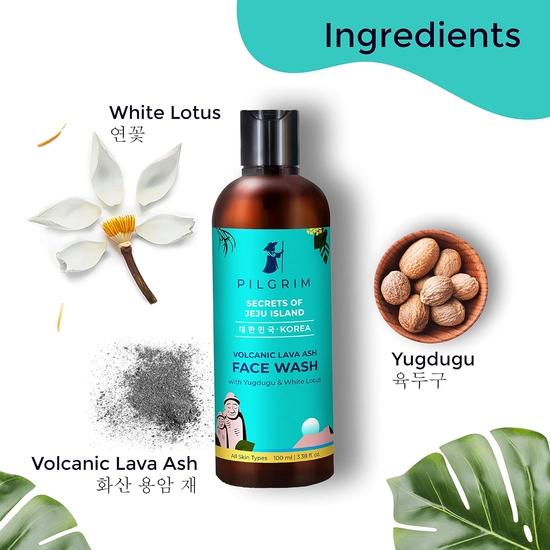 Pilgrim Volcanic Lava Ash Mildes Gesichtswaschmittel, 2er-Pack (100 ml x 100 ml) für die Tiefenreinigung der Poren, Ölkontrolle, Schutz vor Umweltverschmutzung, Trockenheit