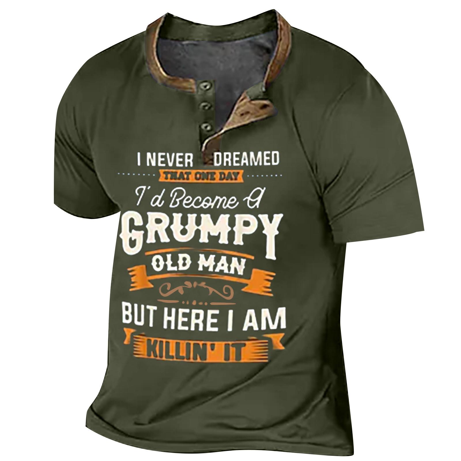 

Муж. Футболка Футболки Графика Текст Черный Военный стиль Зеленый Бассейн Темно-серый 3D-печать Уличный стиль С короткими рукавами На пуговицах С принтом Одежда Классический S зелёный