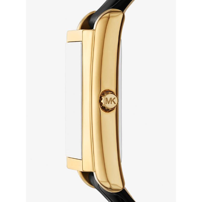 Michael Kors Essex Gold-Tone and Crocodile Embossed Leather Watch MK4965