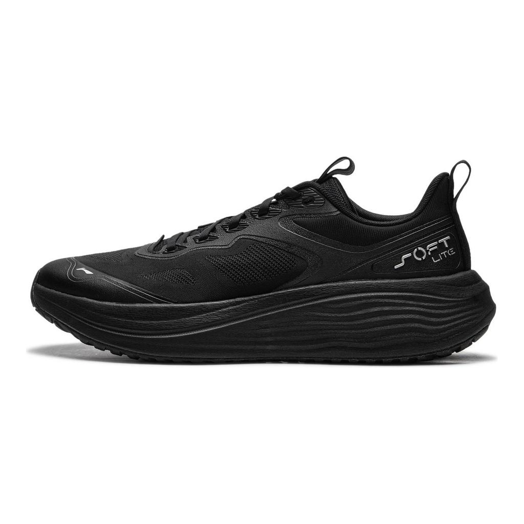 Li Ning Soft Lite Cushioning Slip Resistant Abrasion Resistant Breathable Lightweight Low top Casual Shoes Men's Black AGLU161-1