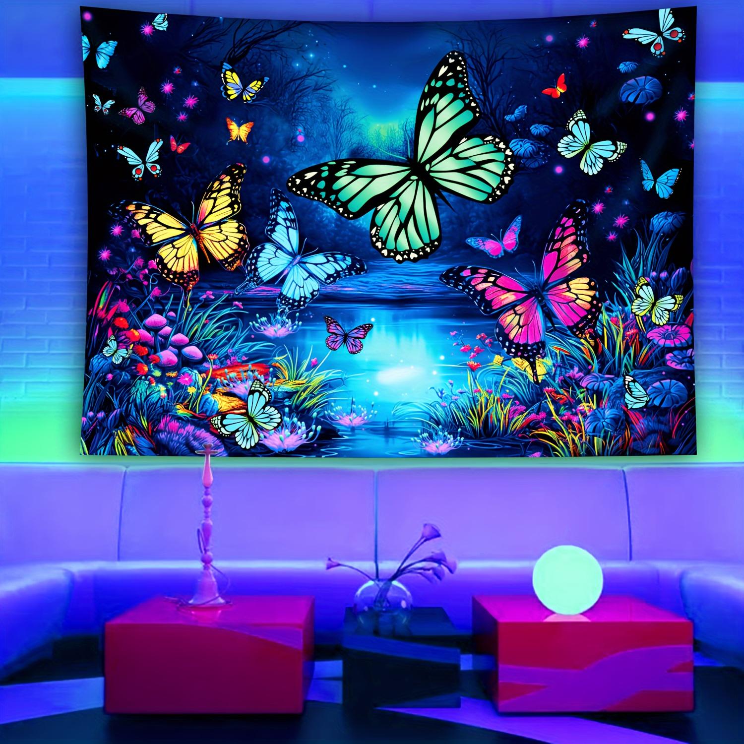 

VIKAMA Dream Butterfly Forest Tapestry Living Room Bedroom Feature Wall Romantic Bohemian Ambiance Waterproof Machine Washable 74x94cm(29x37in)