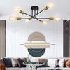 6-Light Chandelier Ceiling Light, E26 Pendant Light, Stylish Nordic LED Lighting Fixture, Rotatable Spotlight, Iron Construction, Retro Living Room