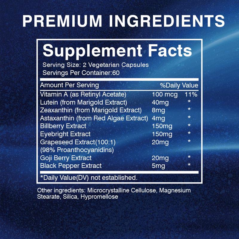 Lutein Eye Care Capsules - Contains Vitamin A, Zeaxanthin, Astaxanthin, and Bilberry Extract - Vision Health Supplement
