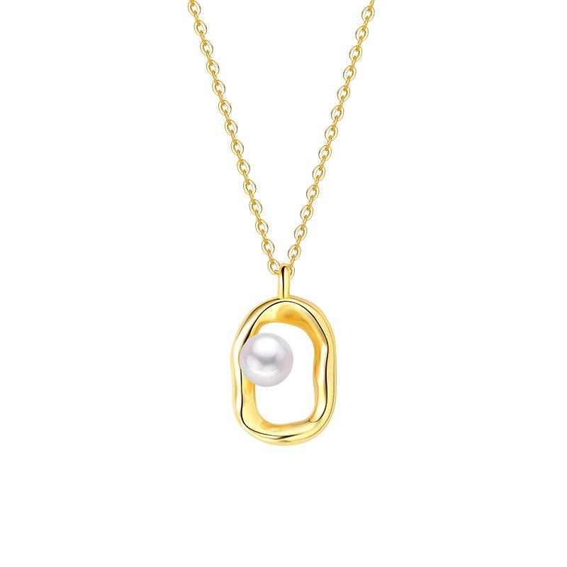 Korean Style Mobius S925 Silver Freshwater Pearl Geometric Pendant Necklace for Women S925 Silver