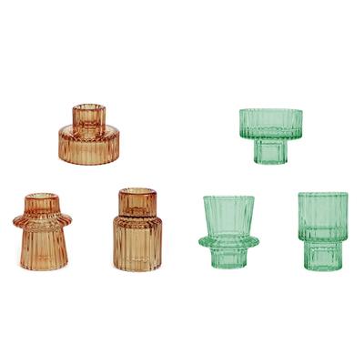 Vertical Stripe Candle Holder Clear Glass Candle Holder Tea Light Holder Centerpiece for Weddings Restaurant Parties