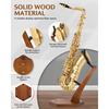 STRICH Saxofonständer, Massivholz, für Alt- und Tenorsaxofon, Stabiler Bodenständerhalter mit schwerem Fuß, Walnussfarbe, FH-4