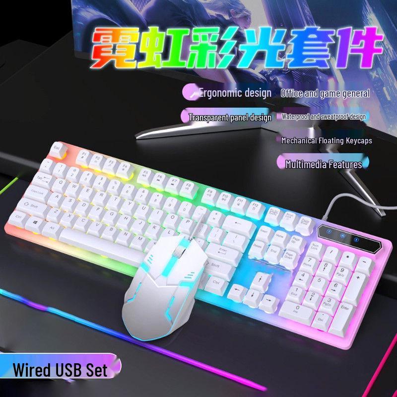 Silent Wired Keyboard and Mouse Set for Gaming and Office Use