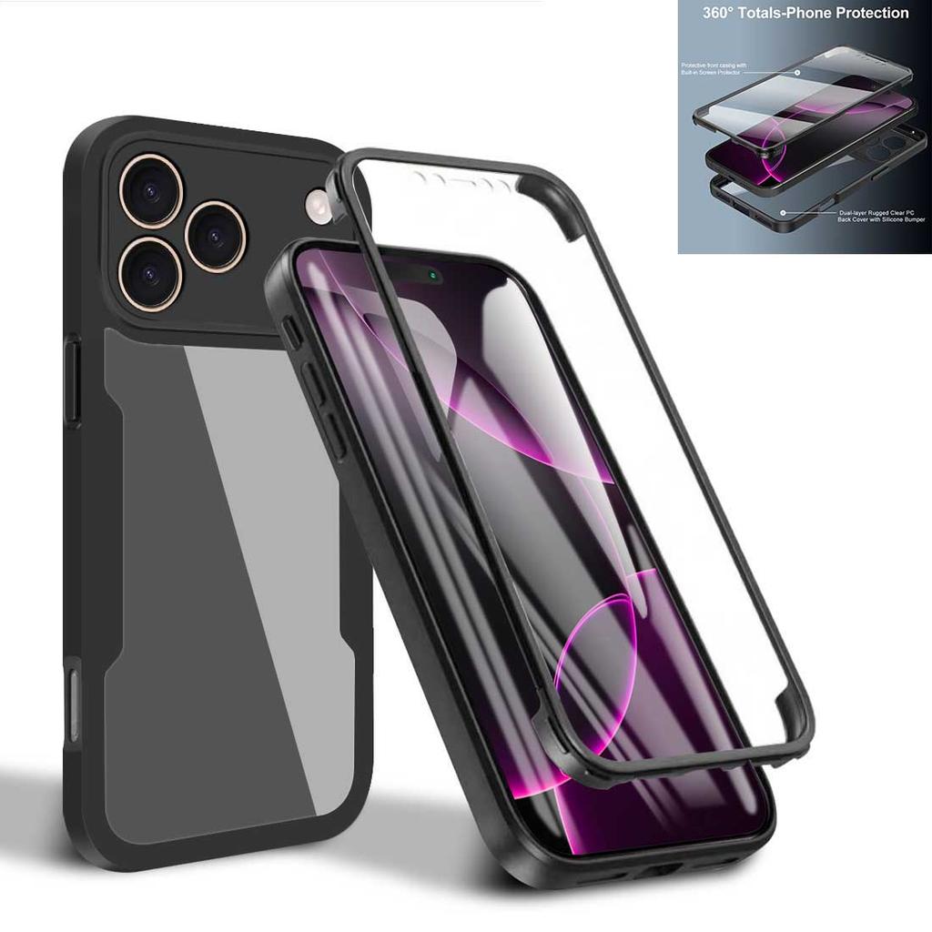 For iPhone 17 16 15 14 Pro Max Transparent Anti Shock Anti Fall 360 Fully Wrapped PhoneCase for iPhone 16 15 14 Plus 16E 17E Air