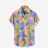 Hawaiian Short-sleeve Shirt for Men, Casual Vacation Style with Tropical Plant Pattern, Collared Men's Shirt