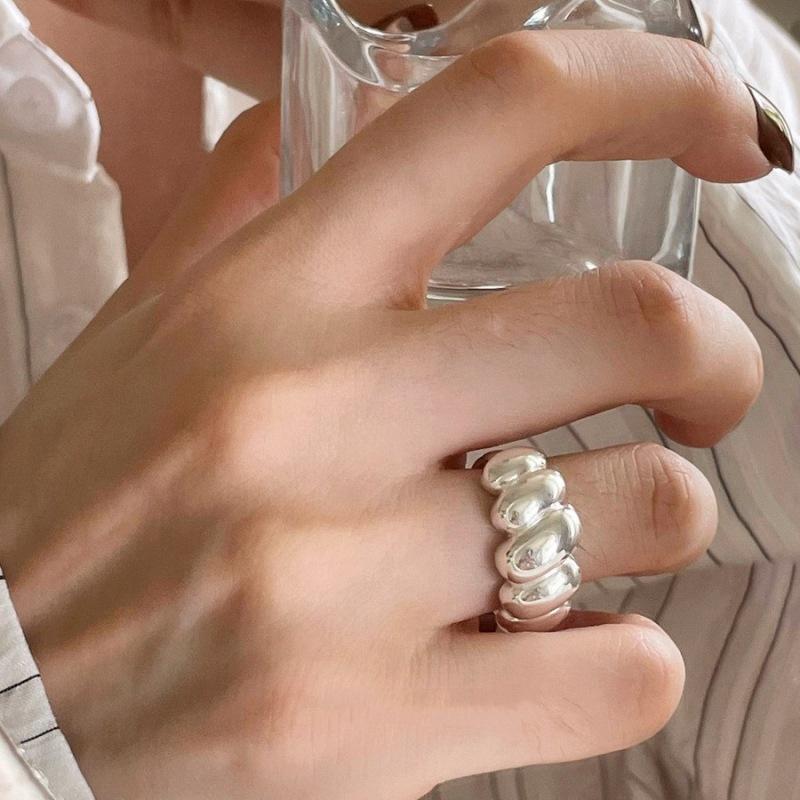 Sterling Silver Trend Arched Wide Ring For Female Geometry Punk Design Jewelry Asymmetric Gift Dropshipping