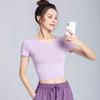 Lulu Yoga Quick-Dry Tight Short-Sleeve Sports Top with Chest Pads & Beautiful Back Strap for Autumn/Winter.