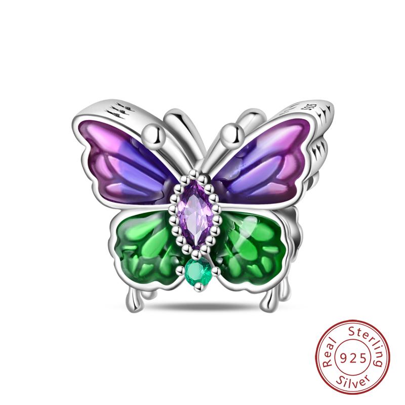 100% Copper Exquisite Cubic Zircon Butterfly Bee Ladybug Charms Bead Fit Qikaola Original Bracelet Fine Diy Jewelry