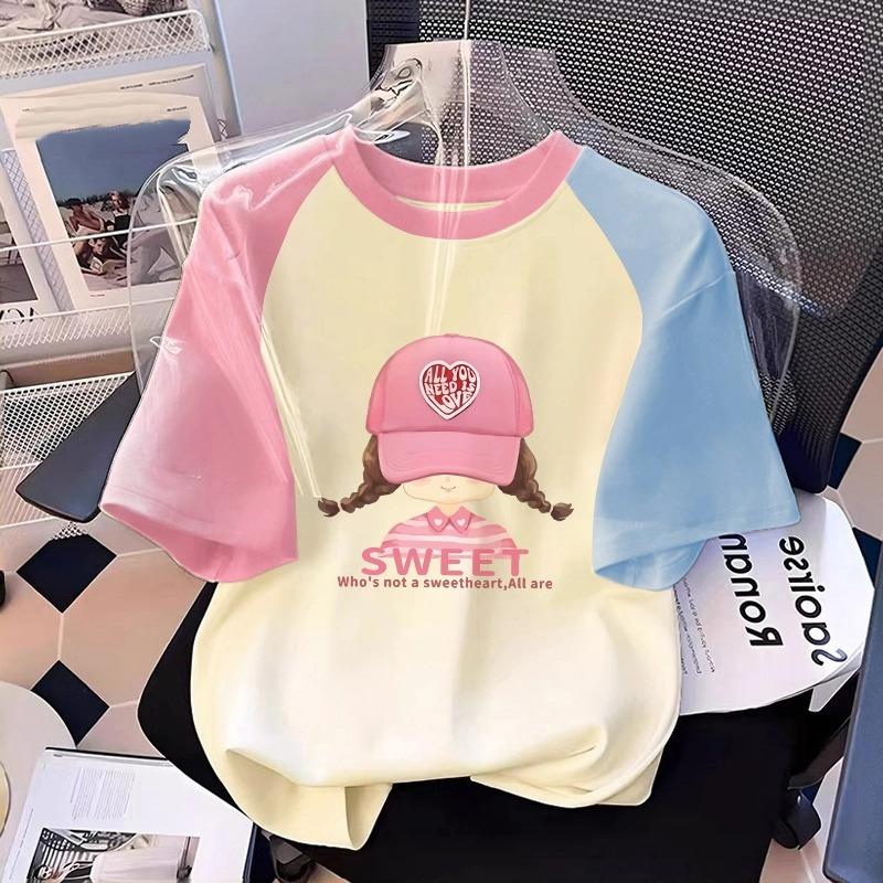 Cartoon Kinderen Volwassenen Bedrukt T-shirt Zomer Dames Mode Korte Mouwen T-shirt Top Meisje Pullover Kleding